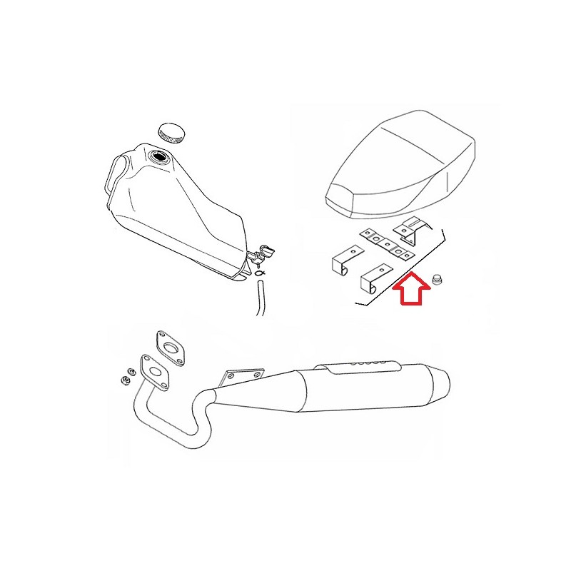 Nosilec sedeža komplet novi tip od leta 1986 A3, A35, APN Tomos