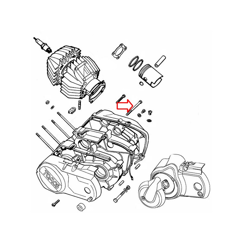 Vijak na izvijač M6x65 mm Tomos