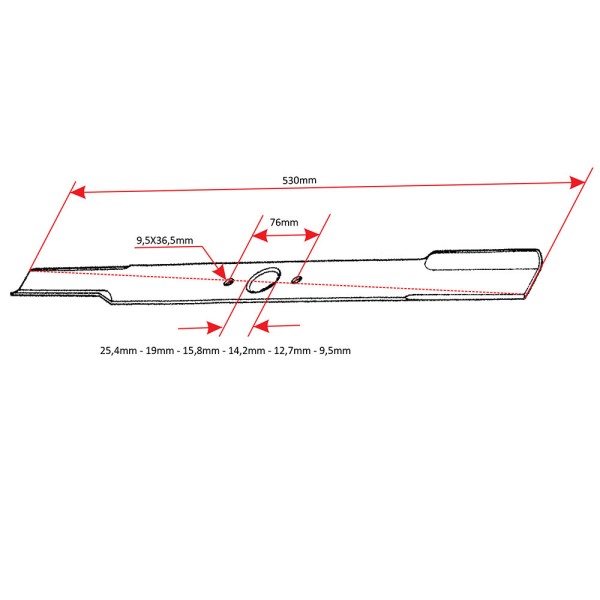 Univerzalni nož za kosilnico 530mm za mulčanje