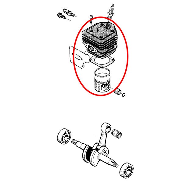 Cilinder z batom Husqvarna 154, 154XP, 254, 254XP fi45 mm - nikasil