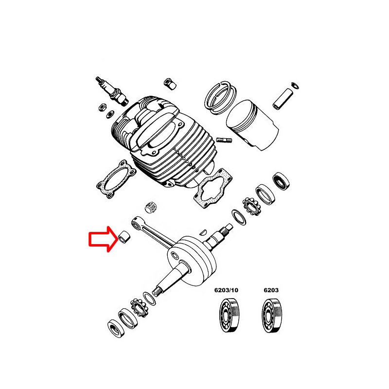 Puša ojnice 12x16x13mm bronza Tomos - vsi modeli