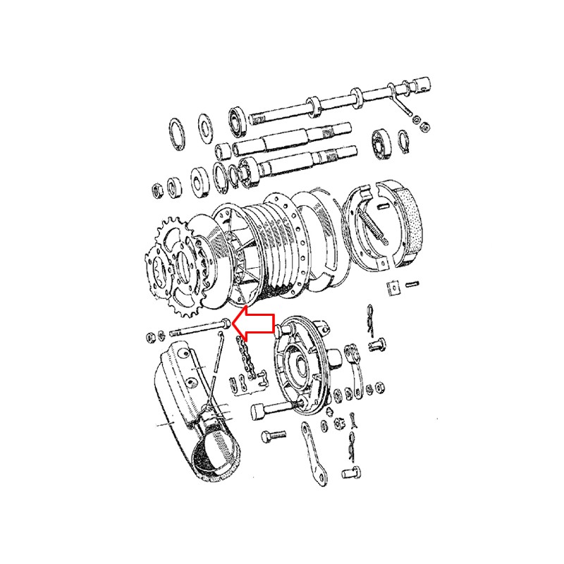 Vijak zadnjega zobnika T12 m7x50mm Tomos