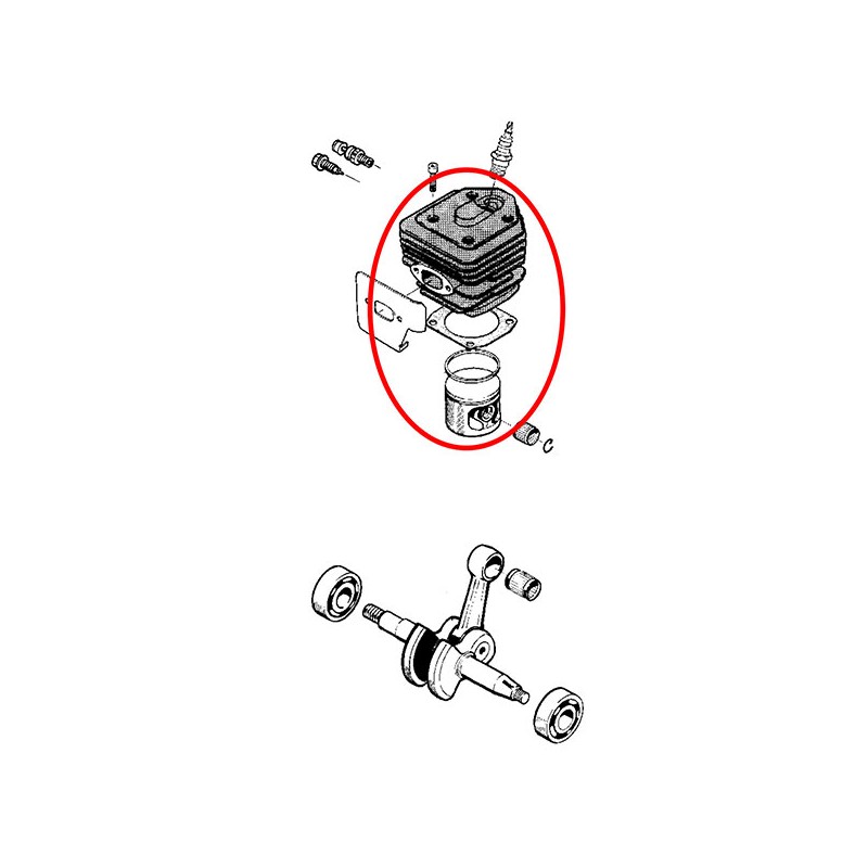 Cilinder z batom Husqvarna 154, 154XP, 254, 254XP fi45 mm - nikasil