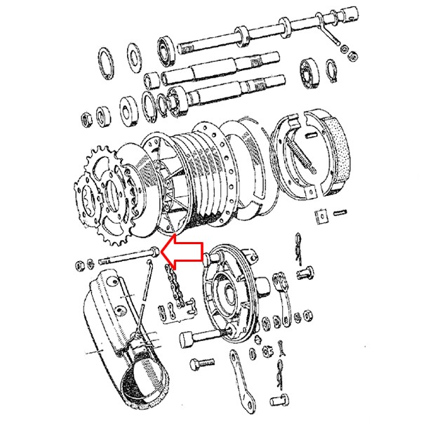 Vijak zadnjega zobnika T12 m7x50mm Tomos