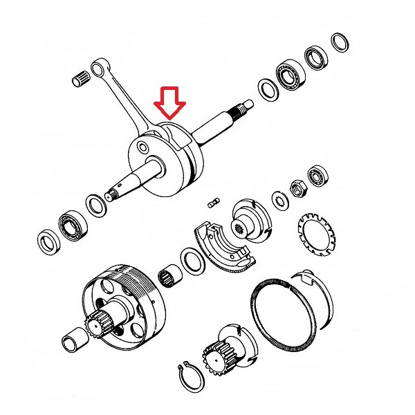 Glavna gred A35 A5 fi 12 mm s CKR ojnico Tomos 